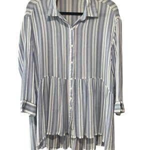 Surf Gypsy Blue and White Striped Button-Down Shirt